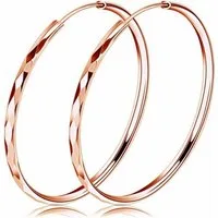 LuxusKollektion Paar Creolen Creolen Silber 925 Damen Klapp 50mm Rose Gold 40mm