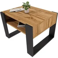 TREND WERK Couchtisch mit zusätzlicher Ablagefläche (65×53,6×45 cm - Wohnzimmertisch, Loft-Design, Ablagefach)