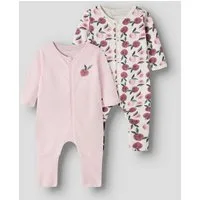 Name It Schlafanzug NBFNIGHTSUIT 2P ZIP FF PEACHES NOOS (Packung, 2 tlg) aus Baumwolle in Jersey-Qualität, lockere Passform, mit Reißverschluss