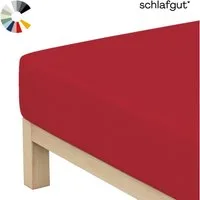 Schlafgut Spannbettlaken Basic Cotton Bettlaken, 160 g/m², 100% Baumwolle, Spannbetttuch, Jersey, Gummizug: rundum, (1 Stück), Spannbettlaken bis 20 cm Matratzenhöhe, bügelfrei und pflegeleicht