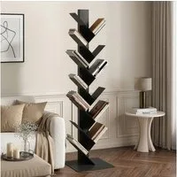 en.casa Bücherregal, »Eksjö« Baumform 12 Ebenen Stahl 150 x 39 x 39 cm Schwarz