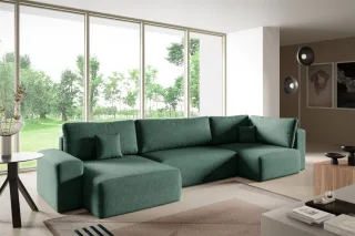 Wohnlandschaft mit Schlaffunktion ARONA XL Stoff Centaur Meeresgrün Ottomane ...