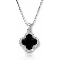 ROUGEMONT Kette mit Anhänger Kleeblatt Damen Clover Halskette Glücksbringer 925 Sterling Silber, Hypoallergen für empfindliche Haut