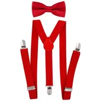 axy Hosenträger Kinder Jungen Hosenträger und Fliege set für Kinder 7-12 Jahren (2-St., 2er Set) Hosenträger mit farblich passender Fliege, verstellbar und elastisch