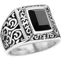Taffstyle Fingerring Biker Vintage Edelstahl Ring Filigran Kristall schwarz Größe 67 (21.3) (Männer Biker Rocker Schmuck Bikerschmuck Fingerring), Herren Rocker Kristall Quadrat Siegelring Ring Massiv Breit Herrenring