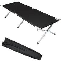 Spetebo Feldbett XXL Campingbett mit Tragetasche 190 x 64cm schwarz (Packung, 1-St., klappbar) Reise Feldbett mit Belastbarkeit bis 120 kg