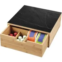 KESPER® Teebox Schubladenbox, Bambus, Glas, (1-tlg), für Kaffeekapseln oder Teebeutel