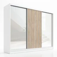A&J MöbelLand GmbH Schiebetürenschrank DIVER 200 cm, mit 4 Schubladen, Spiegel, 3D Lamellen