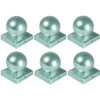 BURI Pfostenkappe 6x Pfostenkappe Kugel 70x70mm Zaunkappe Zierkappe Pfahl Kappe verzinkt