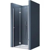 doporro Dusch-Falttür Duschtür Nischentür dusche 6mm ESG mit Nano 190cm Teramo26, 75x190 cm, Einscheibensicherheitsglas, Schwebemechanismus, Drehfalttür 180°, 20mm Verstellbereich