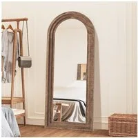 CASSILANDO Ganzkörperspiegel Vintage Bodenspiegel mit Bogen, 165x60cm,Holzrahmen, Ganzkörperspiegel mit Halterung, Retro-Rahmen