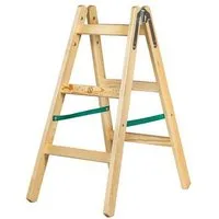 Systafex® Doppelleiter Leiter Doppelstufenleiter Stehleiter Holzleiter 2x 3 Stufen Höhe 95cm (Fertigset, 1-St., Komplett montierte Doppelstufenleiter), Sicherungsband
