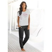 Buffalo Pyjama (Set, 2 tlg) im Streifenlook mit farbigem Frontprint