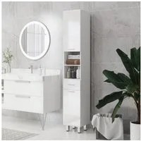 Kleankin Badkommode Badezimmerschrank Hochschrank verstellbare Ablage 2 offene Fächer (Toilettenschrank, 1 St., Badschrank), für kleine Räume Badezimmer 30 x 30 x 180 cm Weiß