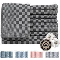 Zestri Geschirrtuch Zwirn-10er Set Grubenhandtücher 50x70 cm 100% Baumwolle Grubentücher, (10 Stück), kariert, saugstark mit Aufhänger, Geschirrhandtuch Küchenhandtücher