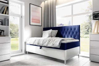 Boxspringbett Gästebett Kinderbett FINJA Nr.2 90x200cm Weiss-Blau