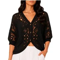 Mississhop Bolero Damen Bolero Spitze Kurzarm Baumwolle Sommer Cardigan Gr. S/M