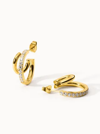 PURELEI Double Glitter Ohrringe mit Zirkonia Steinen