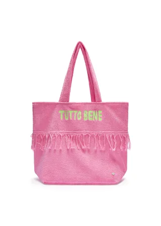 Frottee-Shopper aus Baumwolle mit Schriftzug pink - Gr. - one size