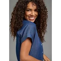 Arizona Jeansbluse halbarm mit Hemdblusenkragen, Comfort Fit, auch in großen Größen
