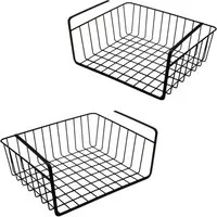 Spetebo Regalkorb Unterregal Hängekorb aus Metall 2er Set schwarz (Anzahl, 2 St., Stück), auch ideal zum Anbringen an Schrankfächer geeignet