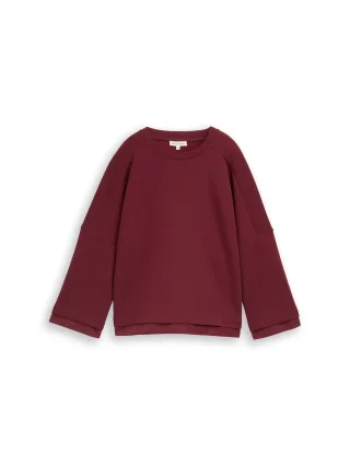 Tom Tailor - Loose Fit Sweatshirt mit 7/8-Arm Preppy Plum - Gr. - M