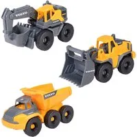 Dickie Toys Spielzeug-Baumaschine Volvo Construction Set, (Set, Bestehend aus Bagger, Radlader, Kipplaster)