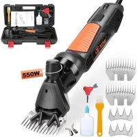 XERSEK Tierhaarentferner Elektrische Schafschere 550W Schafschermaschine 6 Geschwindigkeiten, Clipper Trimmer mit 2 Sätze Klinge für Alpakas, (Schafe, Wolle, Ziegen Farm Livestock Haircut, 10-tlg)