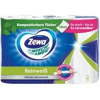ZEWA Papierküchenrolle Wisch & Weg (4-St), 2-lagig, reinweiß mit Mikrowabenstruktur, 45 Blatt/Rolle