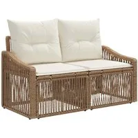 vidaXL Loungesofa Garten-Sofa 2-Sitzanzahl Beige Poly-Rattan