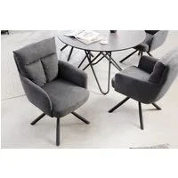riess-ambiente Polsterstuhl BIG GEORGE grau – 360° drehbar, mit Armlehnen & Federkern (Einzelartikel, 1 St), Strukturstoff & stabiles Metallgestell - ideal für Esszimmer oder Büro
