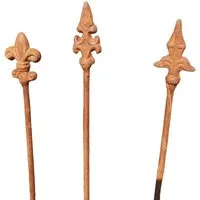 Deko-Impression Gartenstecker 3er-Set dekorative Rankstäbe Rankhilfe verzierte Spitze Eisen Rost 115 (3-St)
