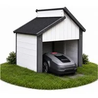 Mucola Mähroboter-Garage Rasenroboter Garagendach Carport Holzgarage Sonnenschutzdach, für Mähroboter, (Stück, Mini-Garage), Großzügige Türöffnung
