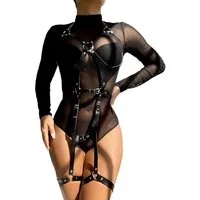 Lau-Fashion Strapsgürtel Damen Full Body Harness mit verstellbaren Riemen und Metallringen, sexy Dessous