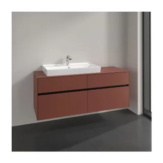 Villeroy und Boch Collaro Waschtischunterschrank C089B0AH 140x54,8x50cm, Waschtisch links, LED-Beleuchtung 10,4W, wine red