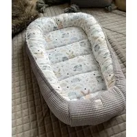 Loolay Bettnestchen GRAU Waffelpique/ HASE Beige Weiß BABYNEST Babyausstattung Neugeborene, (Super BABYGESCHENK Reisebett Nestchen SOLO/ o. in PREMIUM Geschenk SETS, 1-tlg., 4 Jahreszeiten ATMUNGSAKTIVER WAFFELSTOFF), LOOLAY® - 100% Europäische Stoff