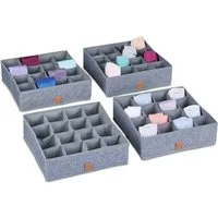 relaxdays Schubladeneinsatz Unterwäsche Organizer 4er Set