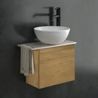Alpenberger Badmöbel-Set mit Aufsatzwaschbecken Waschtisch mit Unterschrank & Keramikplatte, (Gäste WC Waschtisch mit Waschbecken, Waschbeckenunterschrank mit Softclose), Aufsatzwaschbecken mit Unterschrank hängend, Gäste WC Möbel