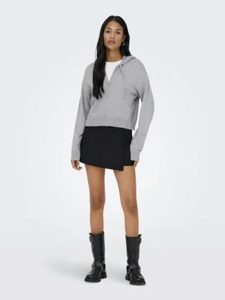 ONLY - ONLKATIA LIFE LS HOOD ZIP CARDI KNT Ultimate Grey - Gr. - M