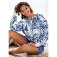 LASCANA Sweater Loungeshirt mit Allover-Blätterdruck, Loungewear