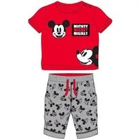 EplusM Shirt & Hose Baby Set Kurzarm- Shirt rot mit grauer Hose, Mickey Mouse Motiv (Set, 2-tlg., 2-teilig)