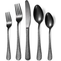 Venkuber Besteck-Set 20-teiliges Besteckset, Hammered Edelstahl-Besteckset, 4 Sätze Besteckset für Restaurant, Hotel und Heimgebrauch