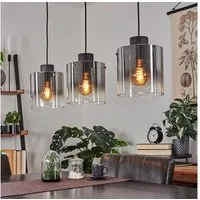 hofstein Pendelleuchte »Riccione« Hängeleuchte aus Metall/Rauchglas in Schwarz/Rauchfarben, ohne Leuchtmittel, Pendellampe mit Schirmen Echtlas/Rauchglas (19, 5cm), E27
