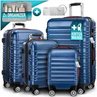 monzana Kofferset, Koffer Zwillingsrollen Zahlenschloss Waage Gurt Reisekoffer Blau