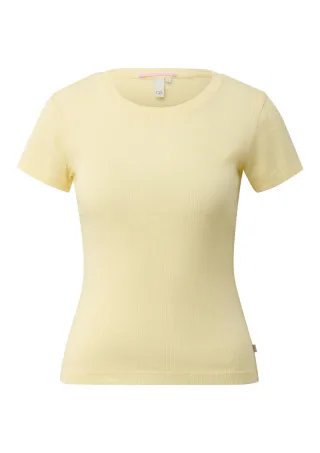 Q/S designed by - T-Shirt in Rippstruktur mit Rundhalsausschnitt gelb - Gr. - M