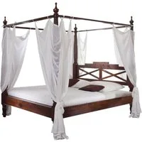 Massivmoebel24 Massivholzbett OXFORD (Himmelbett Akazie 180x200x224 nougat lackiert OXFORD #246), Himmelbett Akazie 180x200x224 nougat lackiert OXFORD #246