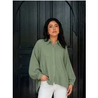 Passioni Longbluse Musselinbluse Oversize Damen Langarm Onesize Einheitsgröße (Gr. 36-54)