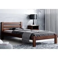 Home Collective Holzbett Einzelbett Massivholz Bett mit Massive Bettbeine & Lattenrost, 210x102x72 cm, Walnuss