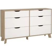 Home affaire Kommode Ikast, Schubladenschrank, Sideboard, Aufbewahrung, Stauraum, 6 Schubladen, Eingriffsmulden, Breite 156 cm