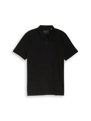 Denim Tom Tailor - Piqué Poloshirt aus Baumwolle Black - Gr. - S